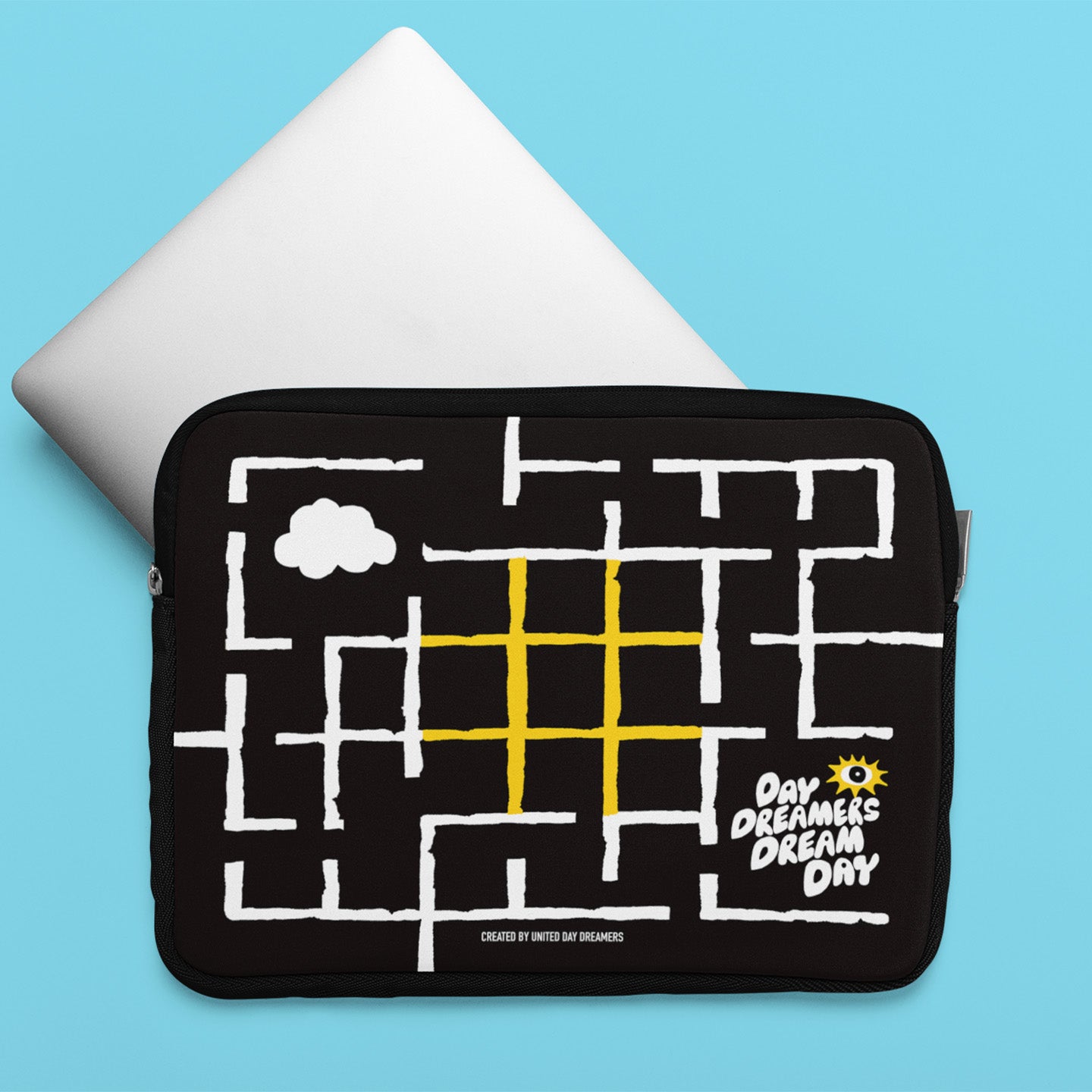 Day Dreamers Dream Day Labyrinth Laptop Sleeve in Black