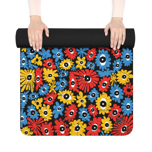 Color flower printed yoga, meditation and picnic mat