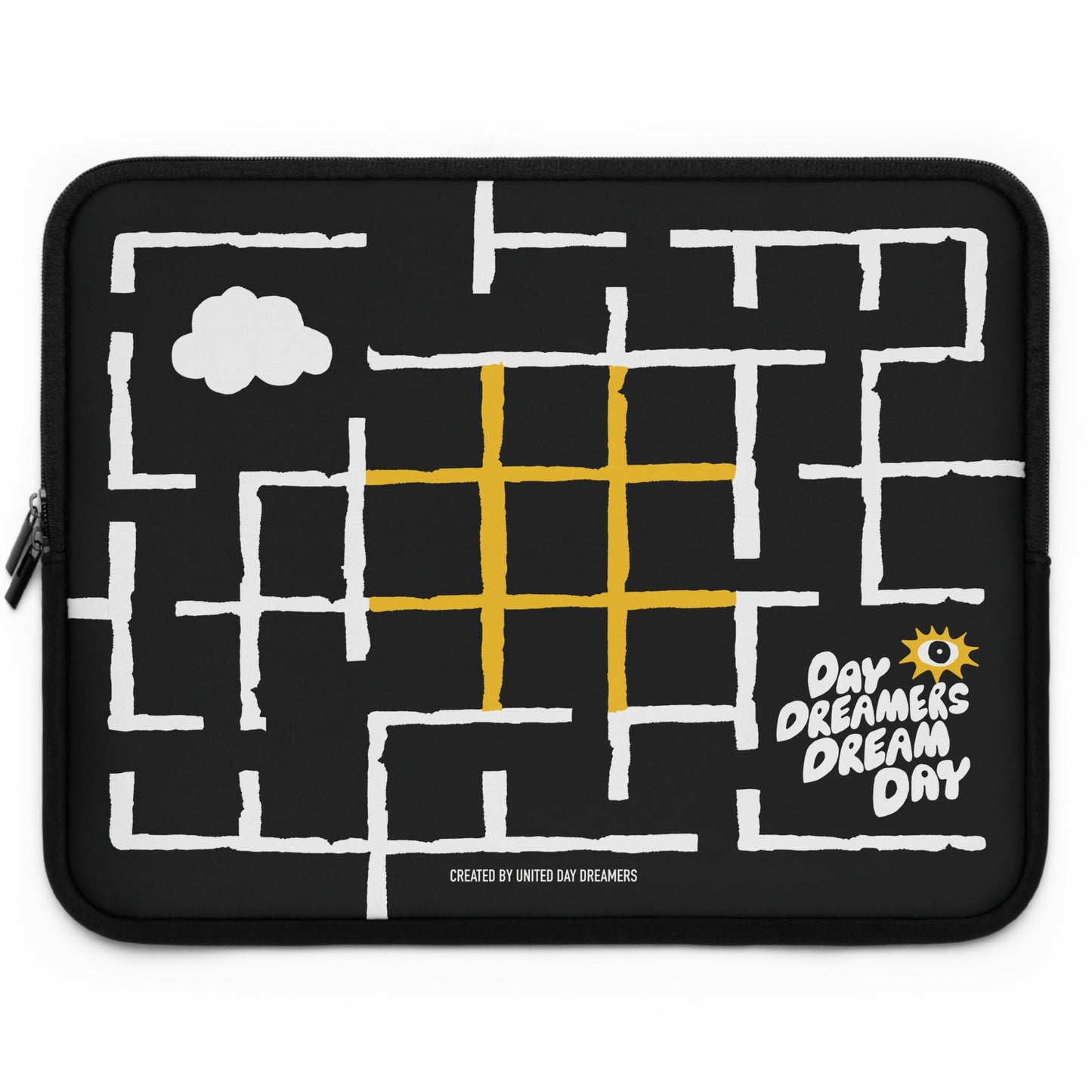 Day Dreamers Dream Day Labyrinth Laptop Sleeve in Black