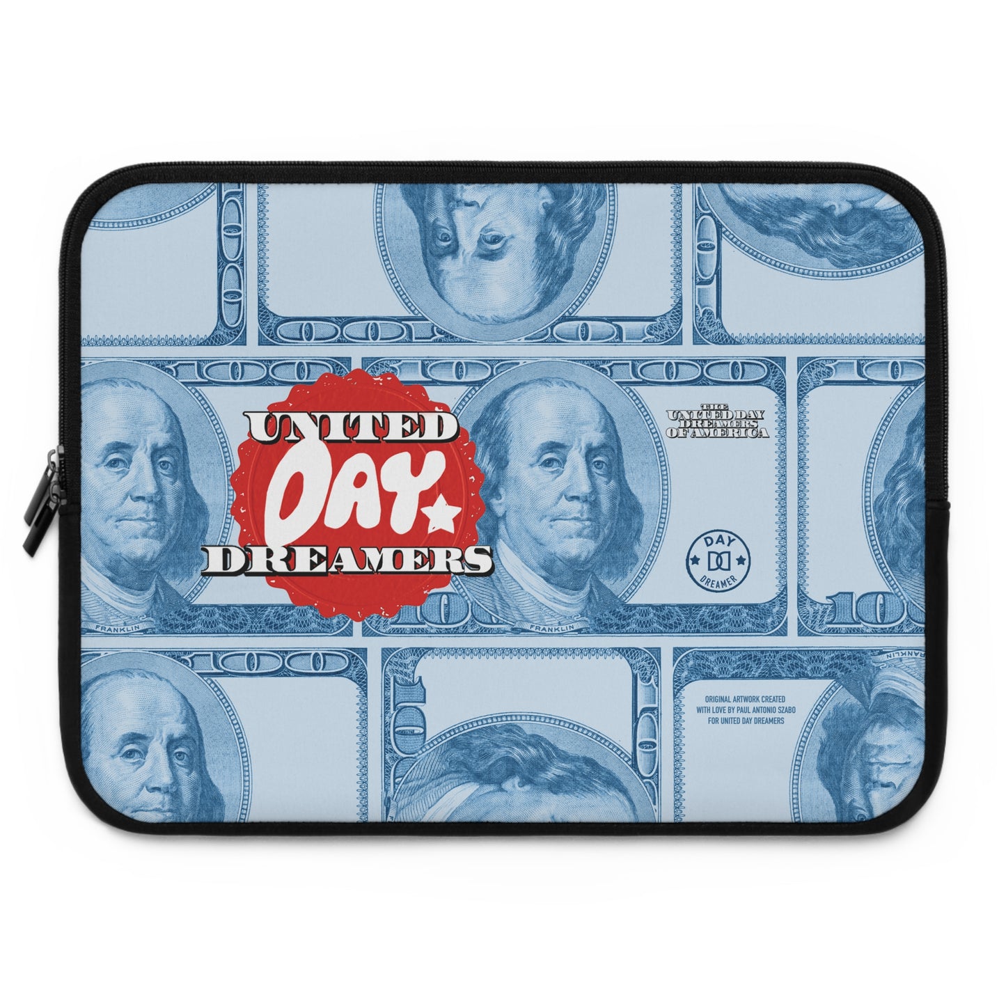 Lucky Money Day Dreamer Laptop Sleeve in Red White and Blue