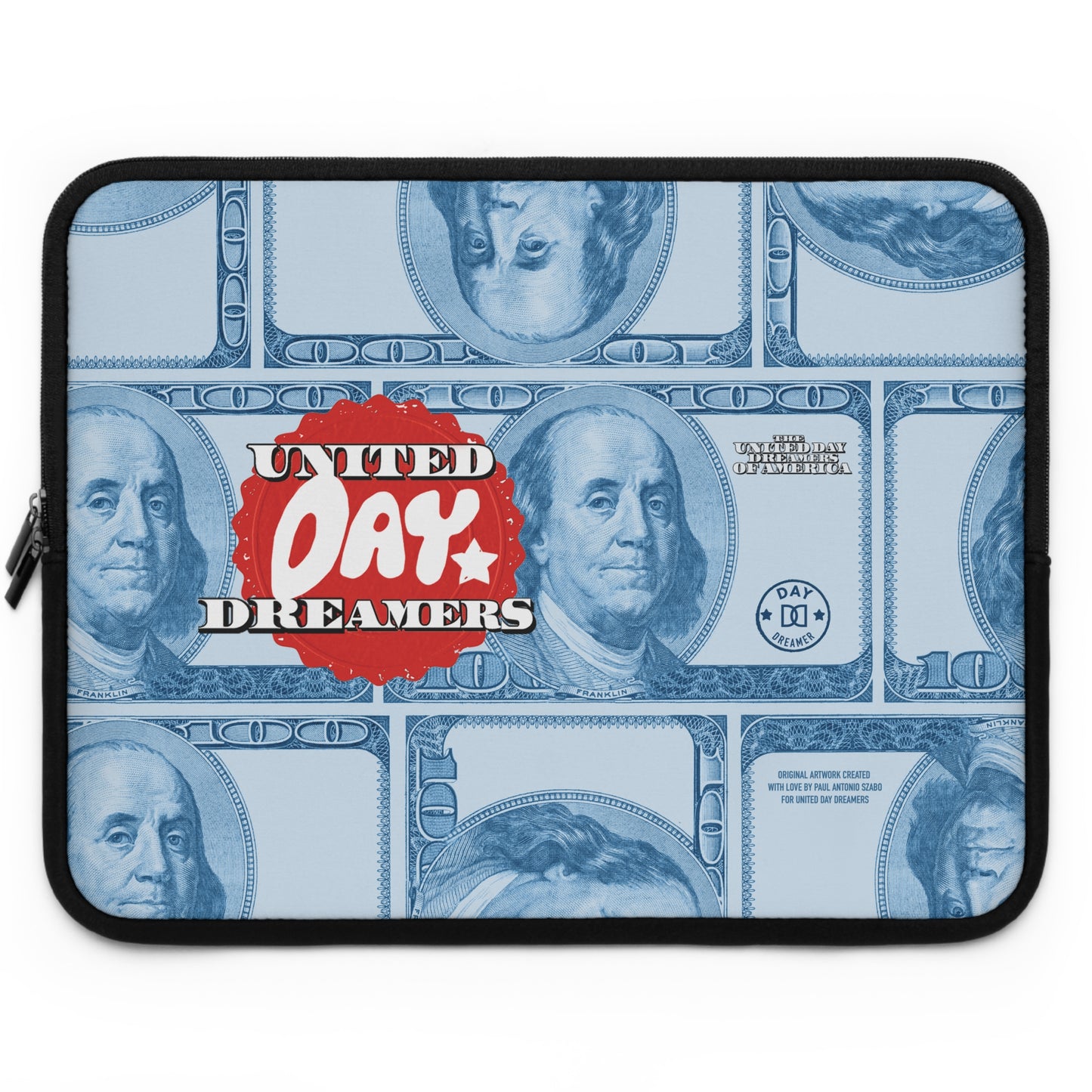 Lucky Money Day Dreamer Laptop Sleeve in Red White and Blue