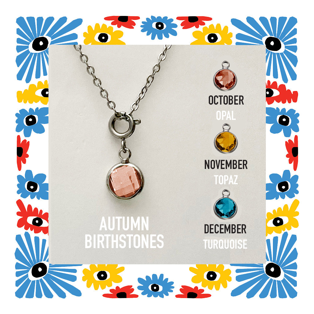 October Birthstone Necklace Colorful Opal