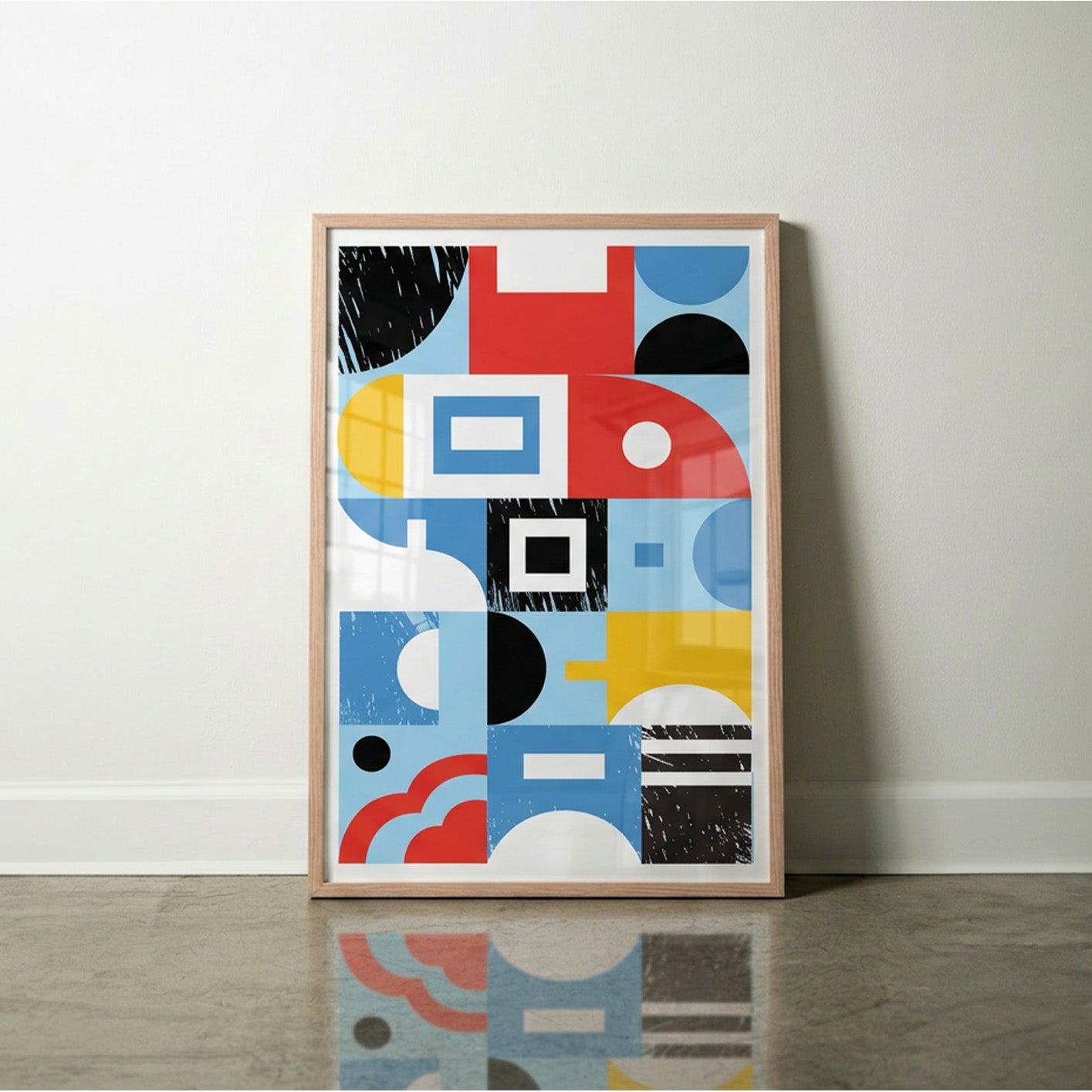 Colorful Geometric Harmony – Framed Print (24 × 36)