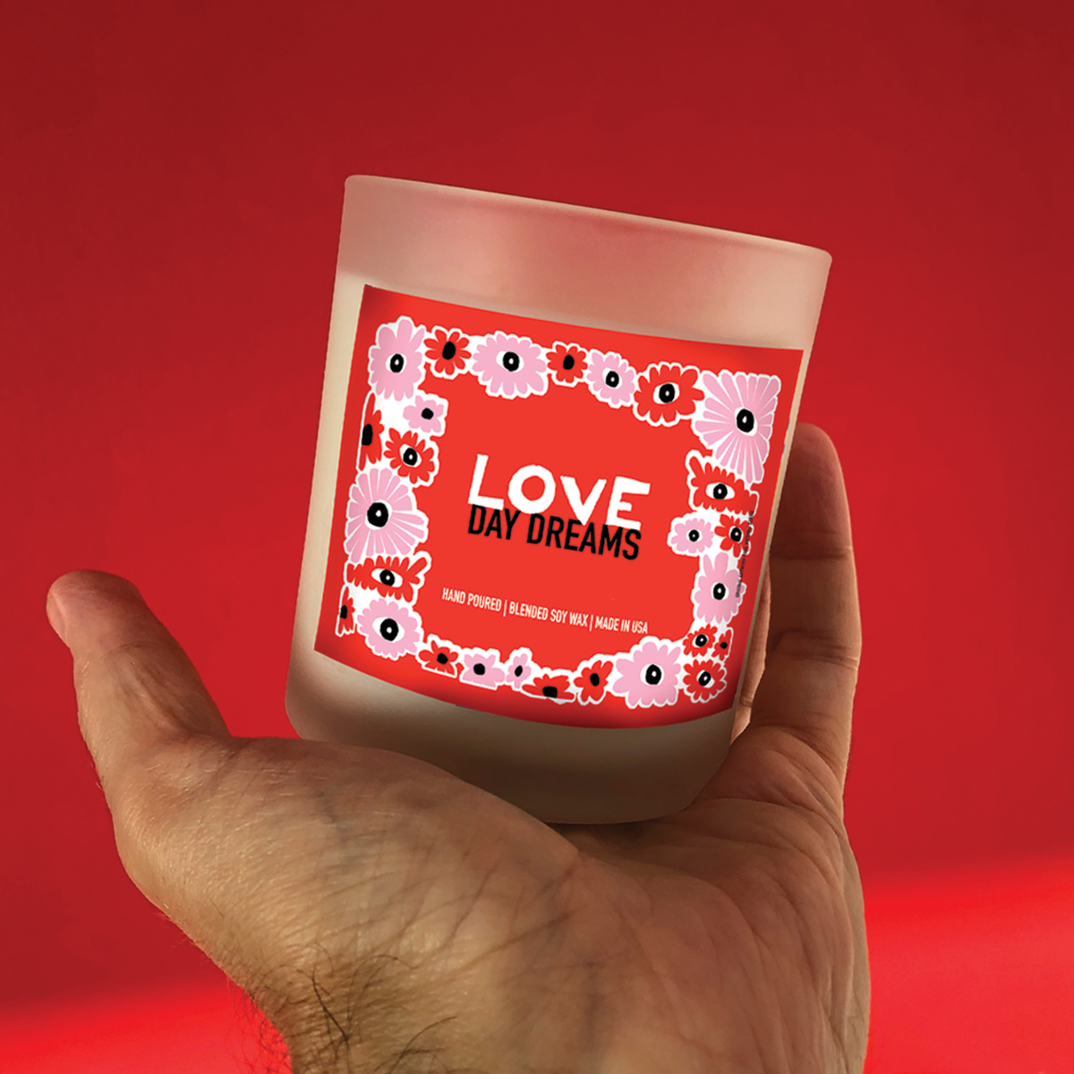 My Love Day Dreams Frosted Glass Candle With Pink Wick