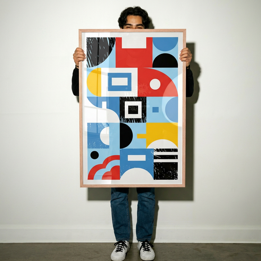 Colorful Geometric Harmony – Framed Print (24 × 36)