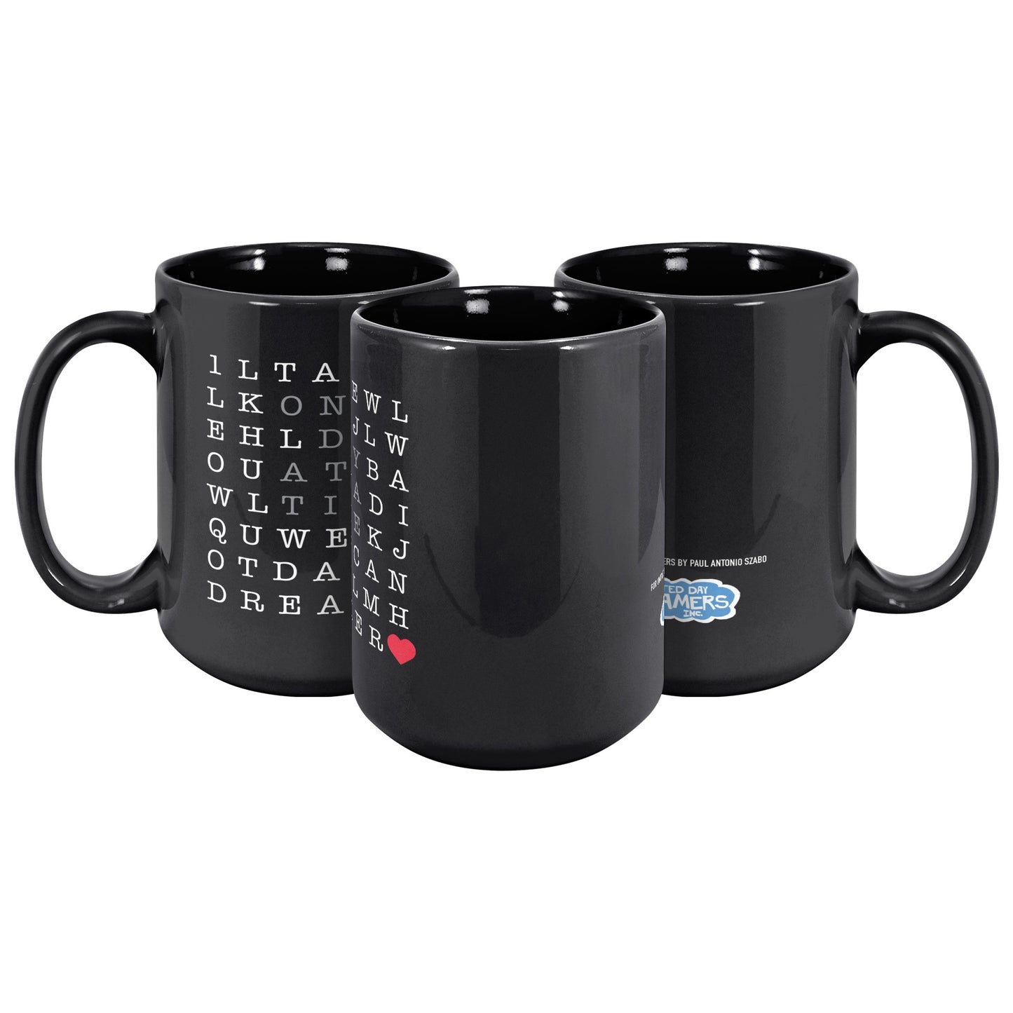 One Day A Time 15oz Word Puzzle Tea Coffee Mug in Black