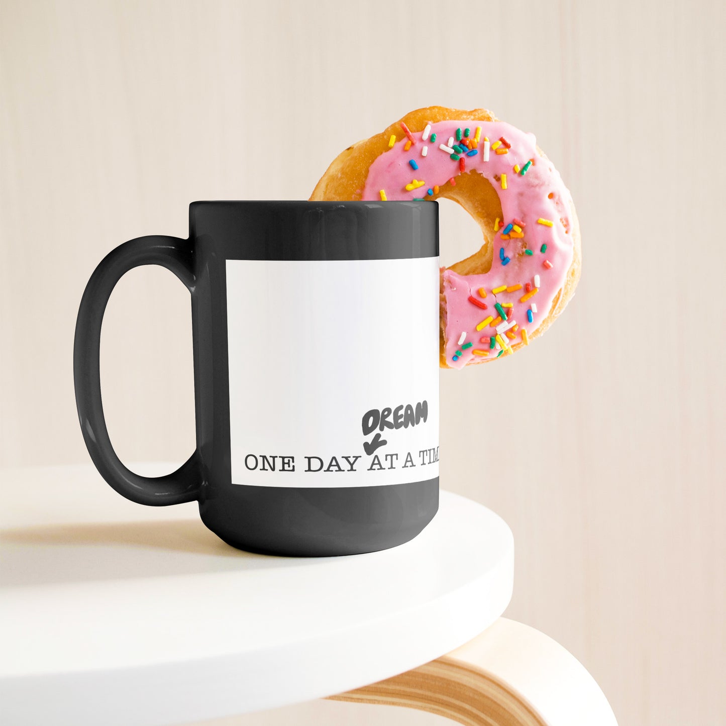 One Day At A Time 15oz Tea Coffee Black And White Mug