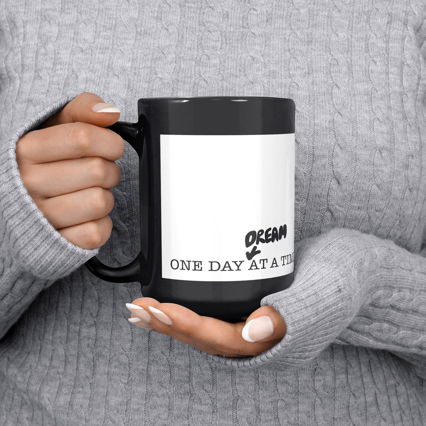 One Day At A Time 15oz Tea Coffee Black And White Mug