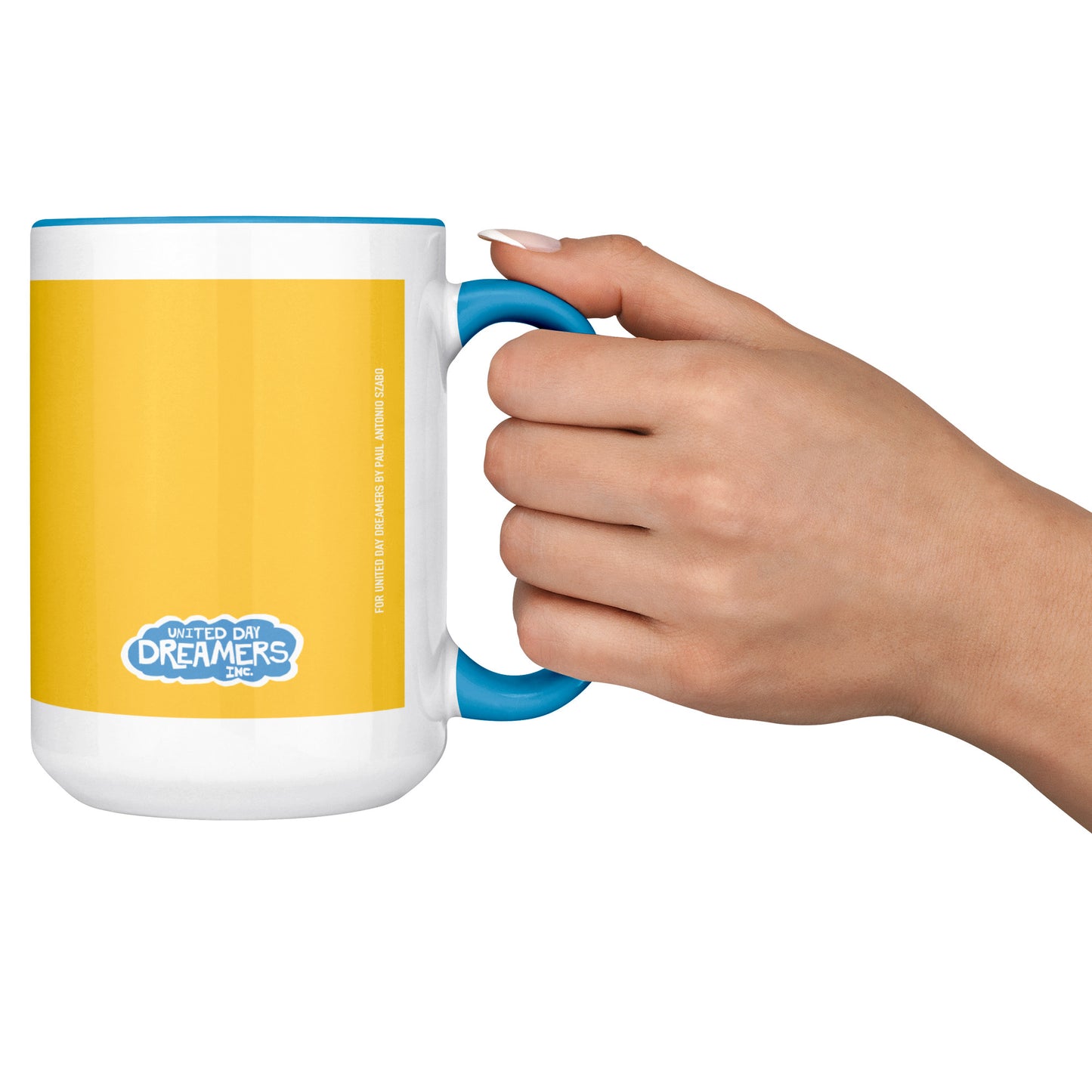 One Day At A Time 15oz Tea Coffee Mellow Yellow and Blue Mug