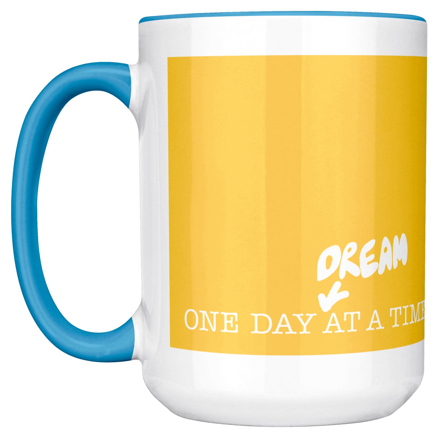 One Day At A Time 15oz Tea Coffee Mellow Yellow and Blue Mug