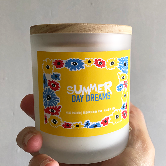 Summer Day Dreams Wild Flowers 11oz Scented Candle With Pink Wick