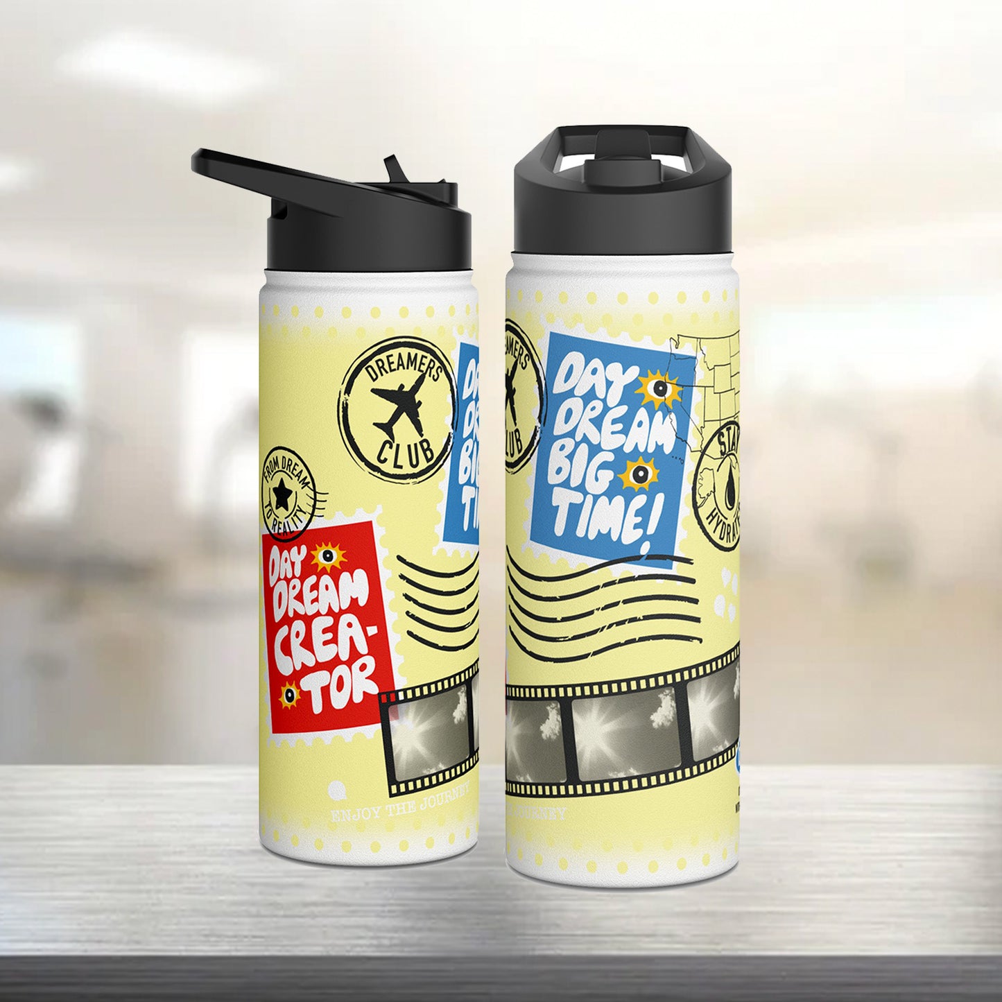 Travel Edition Premium 18oz  Water Bottle in Yellow