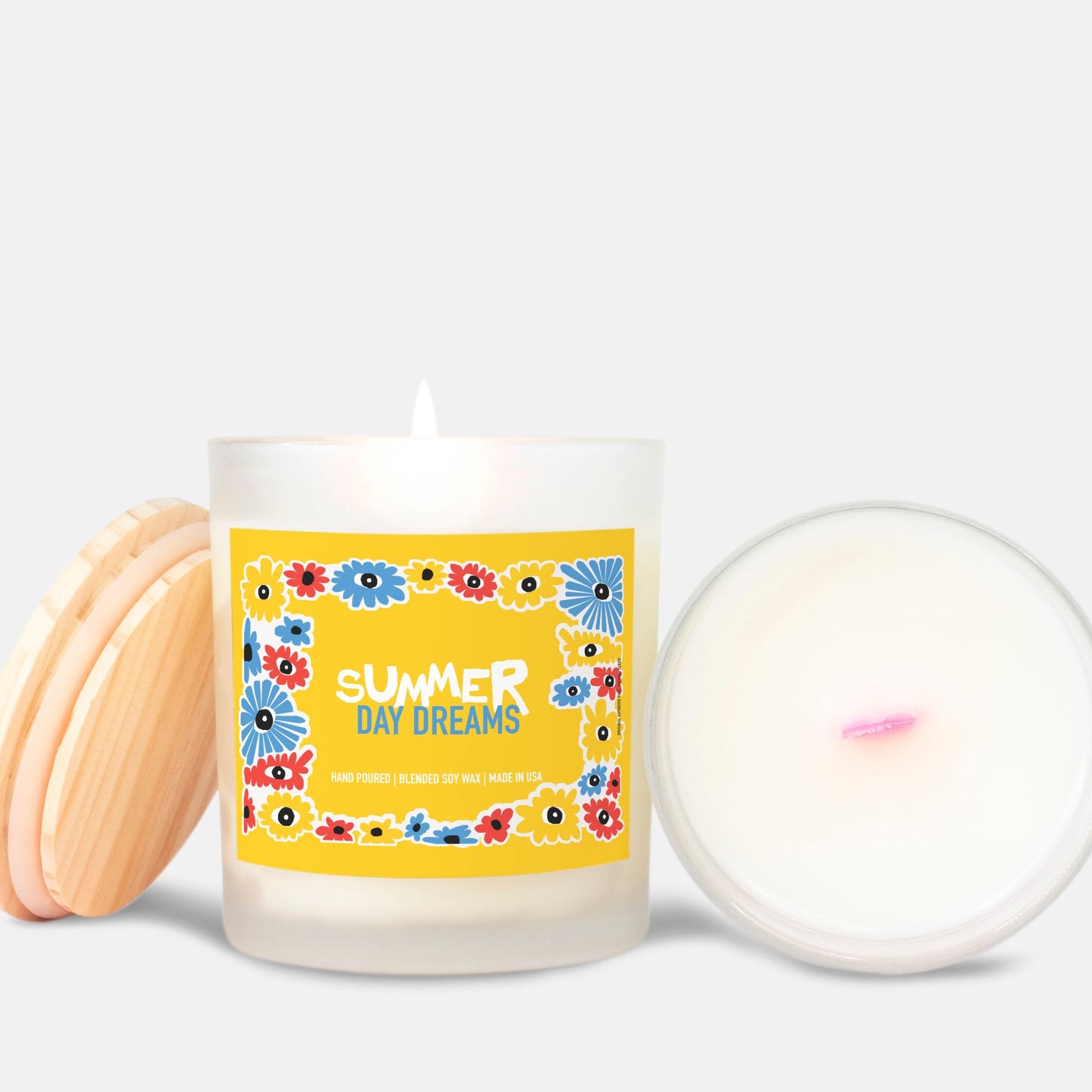 Summer Day Dreams Wild Flowers 11oz Scented Candle With Pink Wick