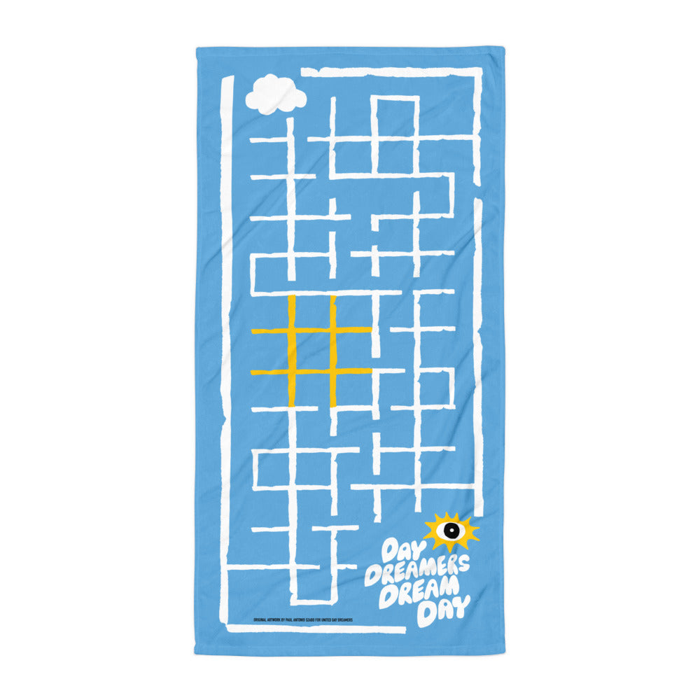 Fun Play Day Dreamer Tic Tac Toe Beach Pool Towel In Blue